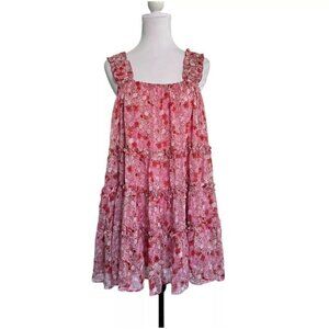 NEW Endless Rose Pink Floral Pattern Ruffle Baby Doll Dress Medium